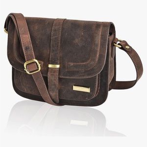 NWT ESTALON Leather Crossbody Bag Purse 100% Leather Brown